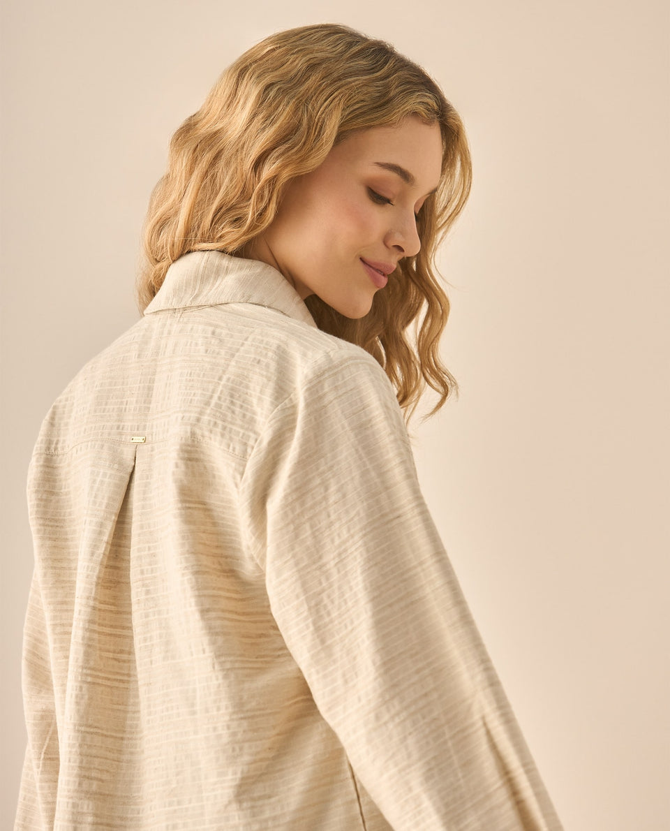 Chaqueta de tela con textura para mujer - Crudo 34_423G008_CRU110105_5