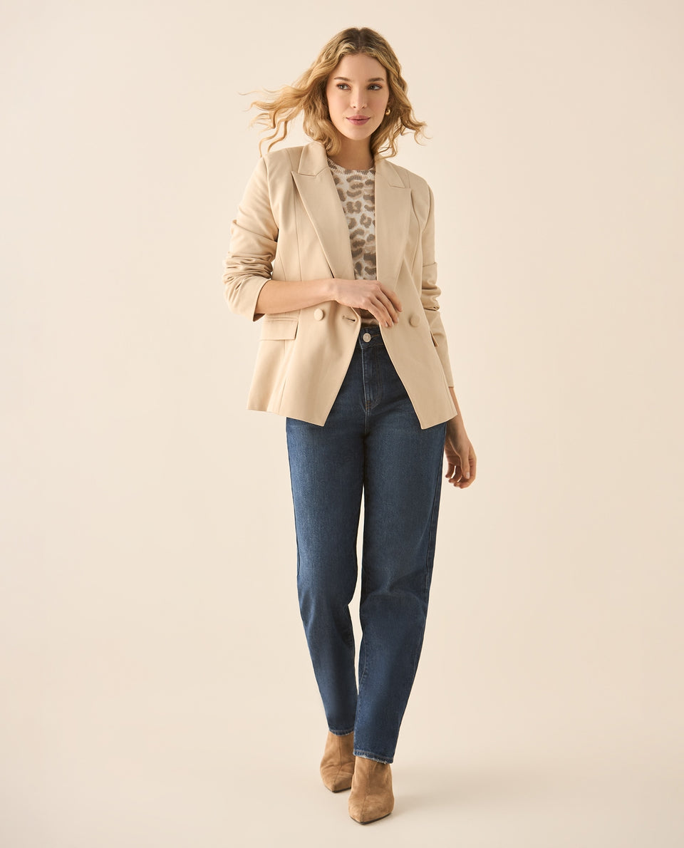 Chaqueta tipo blazer con cuello solapa para mujer - Beige 34_423G220_BEI130607_5