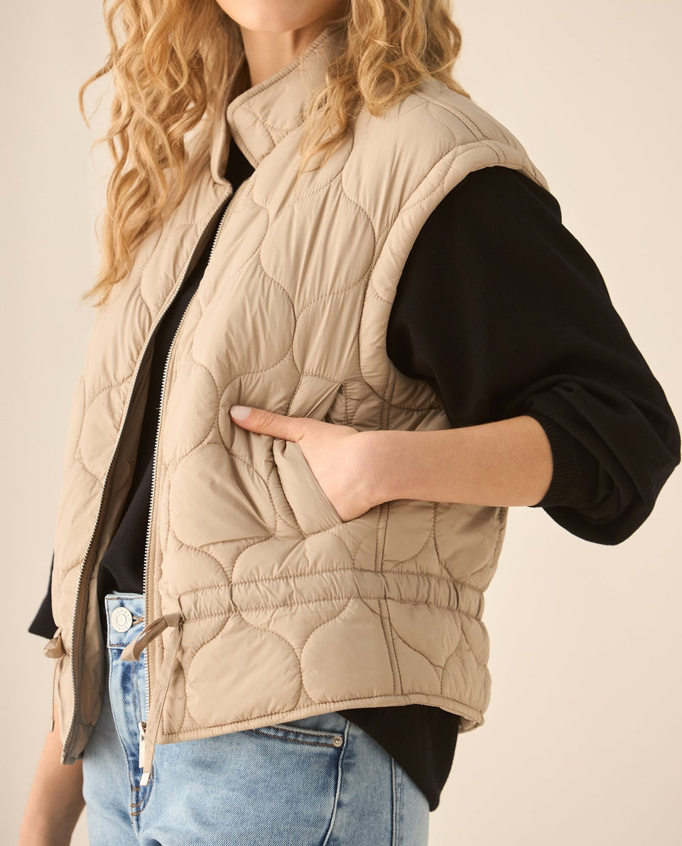 Chaleco de cuello alto para mujer - Café 34_423G221_CAF181033_3