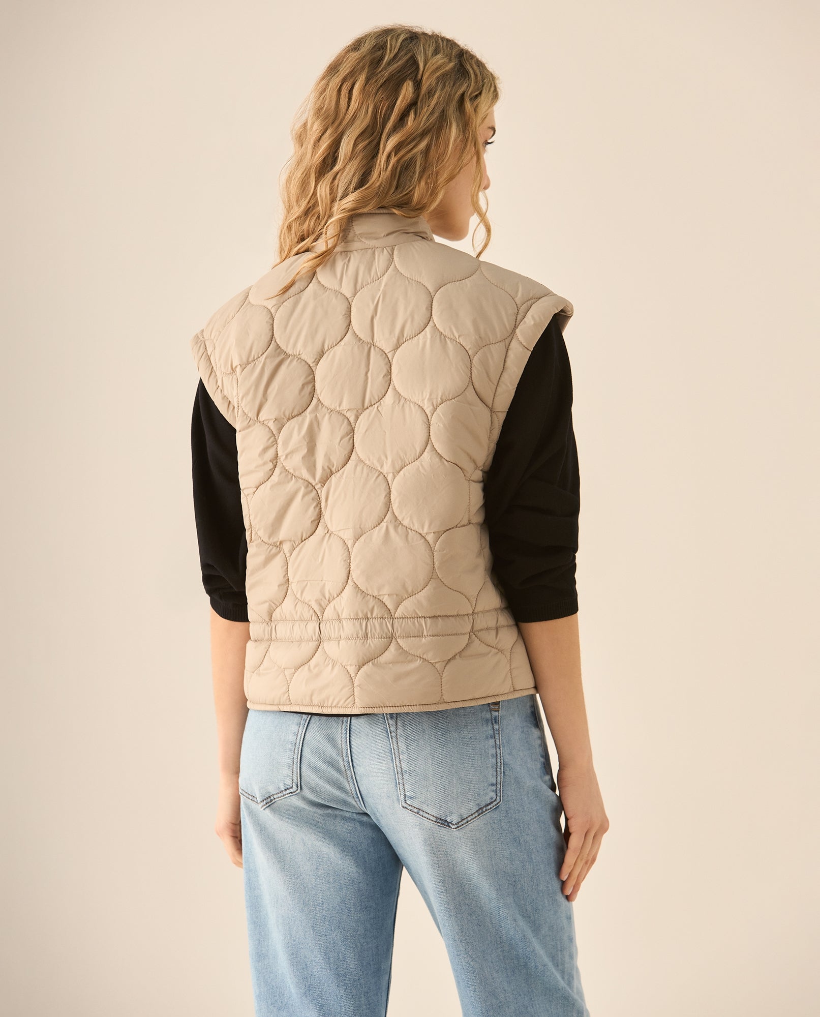 Chaleco de cuello alto para mujer - Café 34_423G221_CAF181033_5