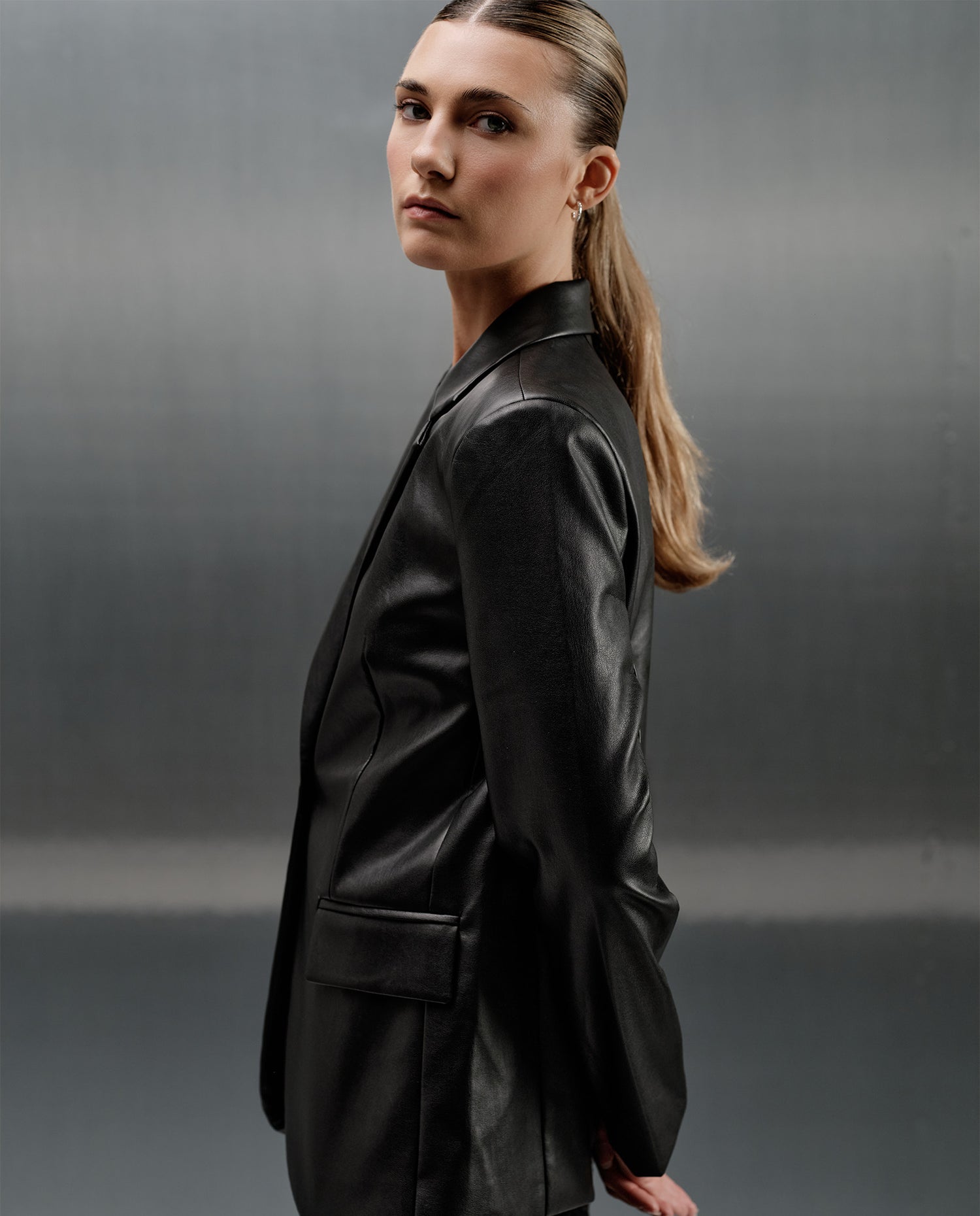 Blazer con acabado brillante - Negro
