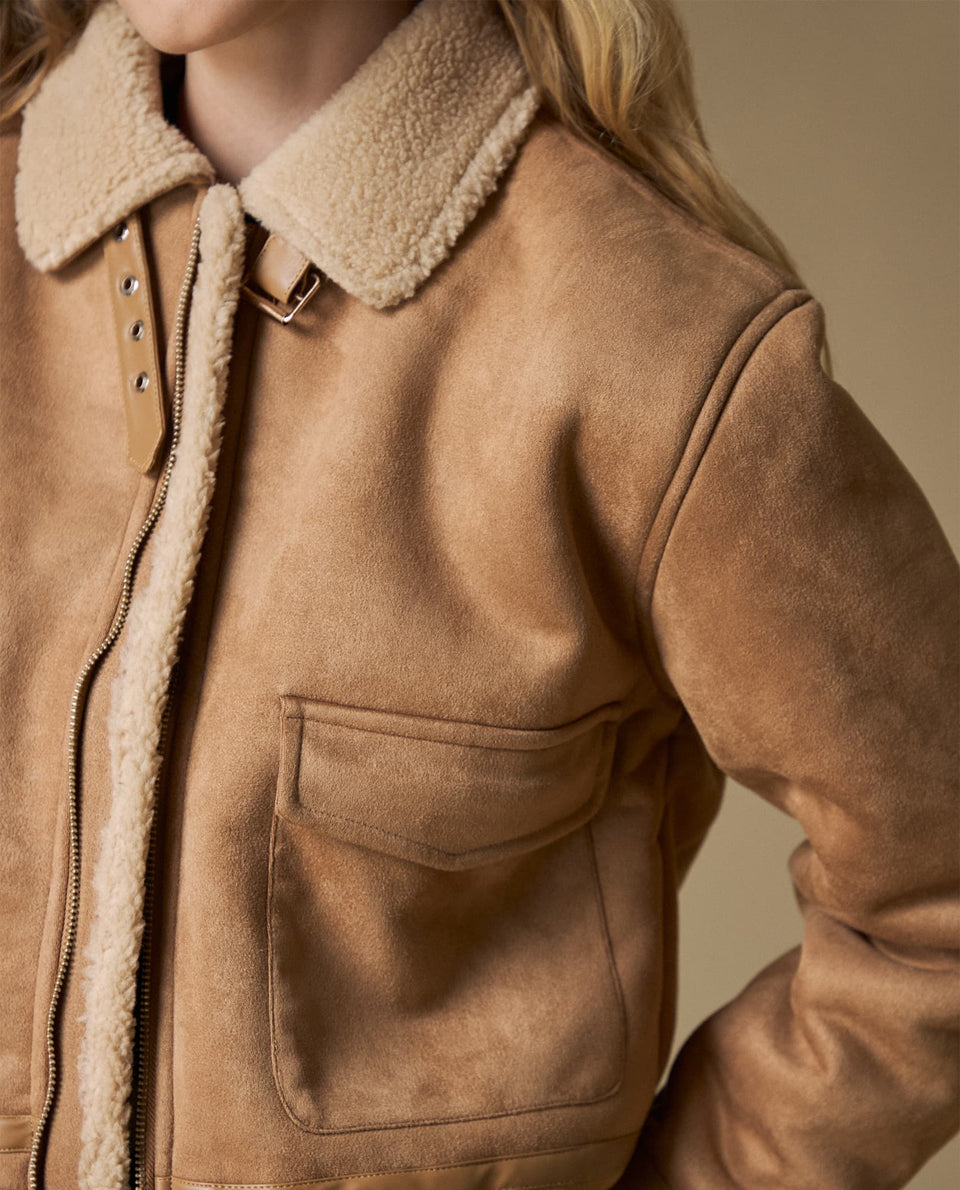 Chaqueta con cuello afelpado - Cafe 34_423H207_CAF171038_4