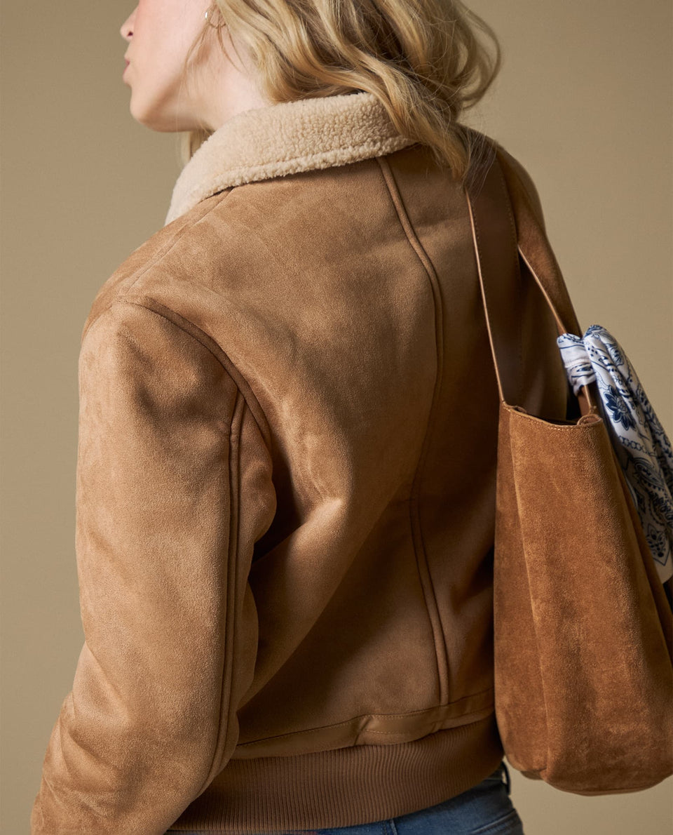Chaqueta con cuello afelpado - Cafe 34_423H207_CAF171038_6
