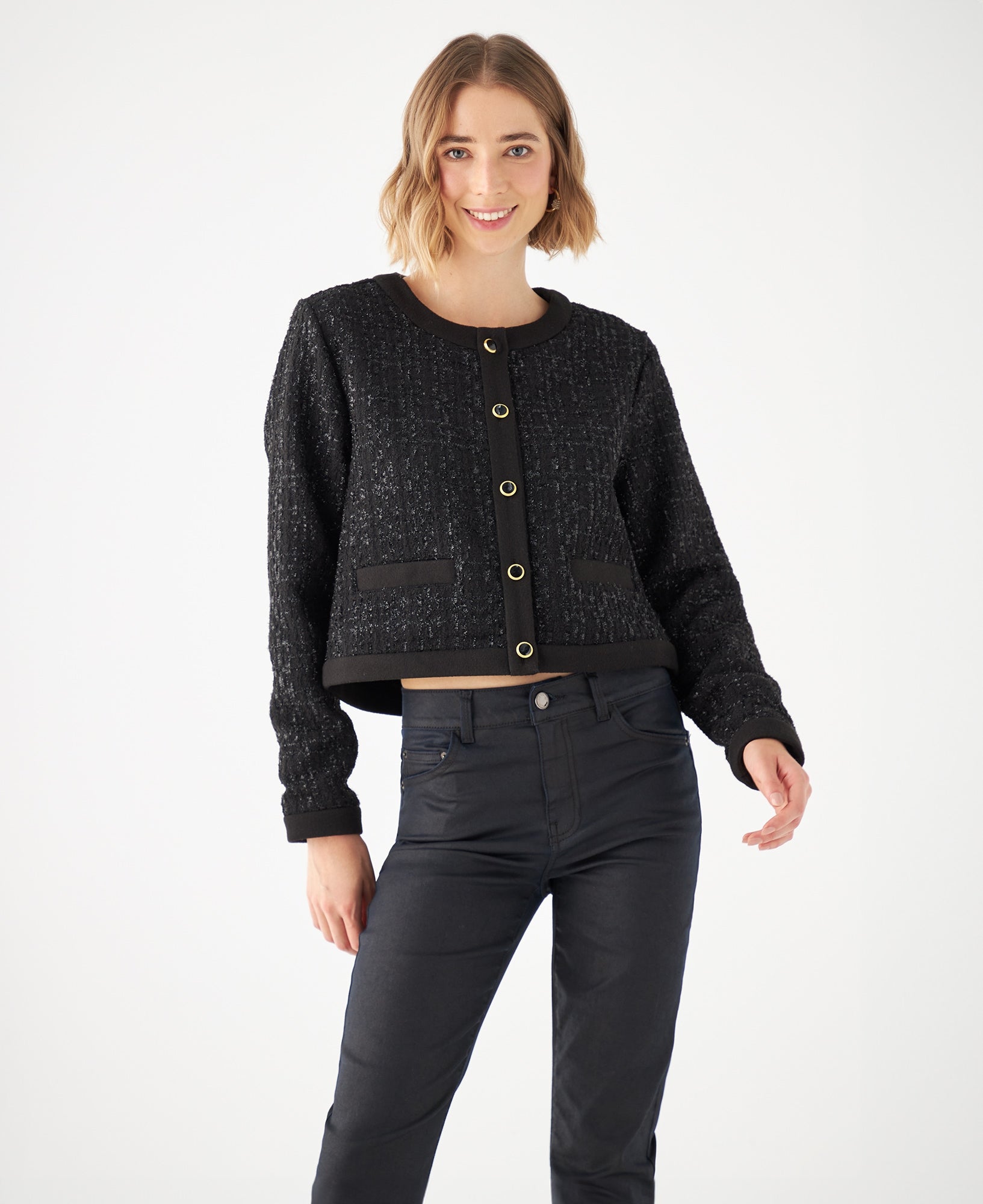 Abrigo con efecto brillo para mujer - Negro 34_429E228_NEG193909_0