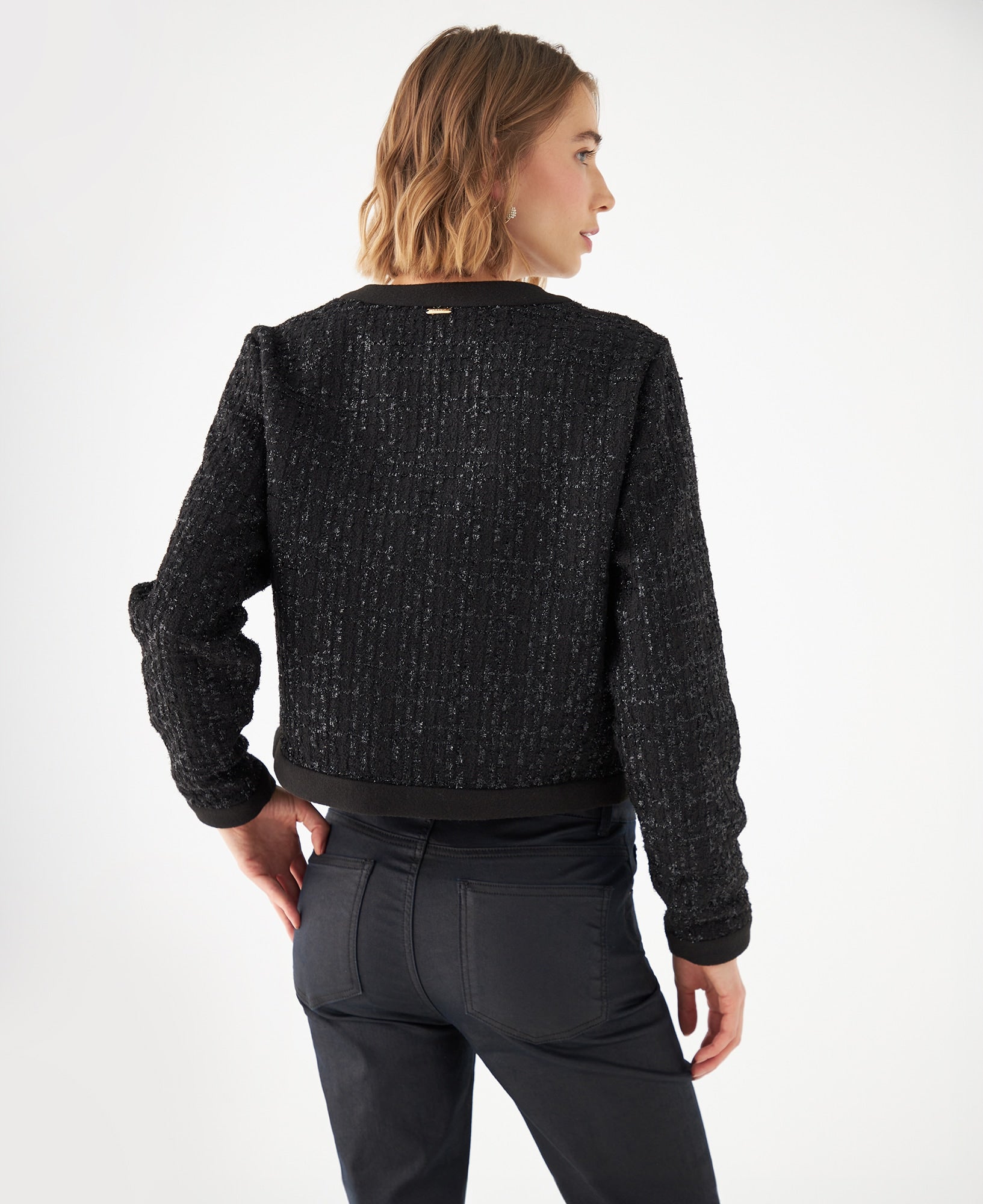 Abrigo con efecto brillo para mujer - Negro 34_429E228_NEG193909_4