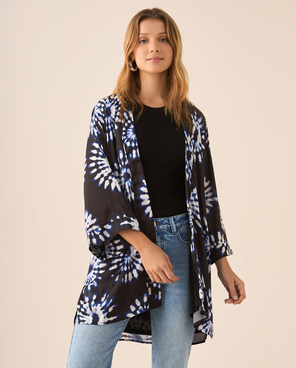Cárdigan de tela fluida para mujer - Azul 34_429F020_AZU193923_3