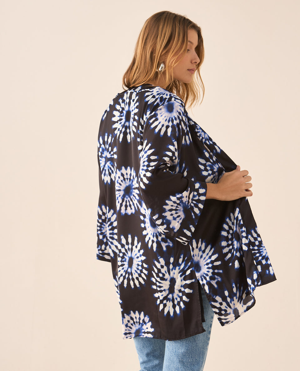 Cárdigan de tela fluida para mujer - Azul 34_429F020_AZU193923_4