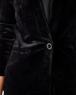Blazer en tela tipo velvet para mujer - Negro