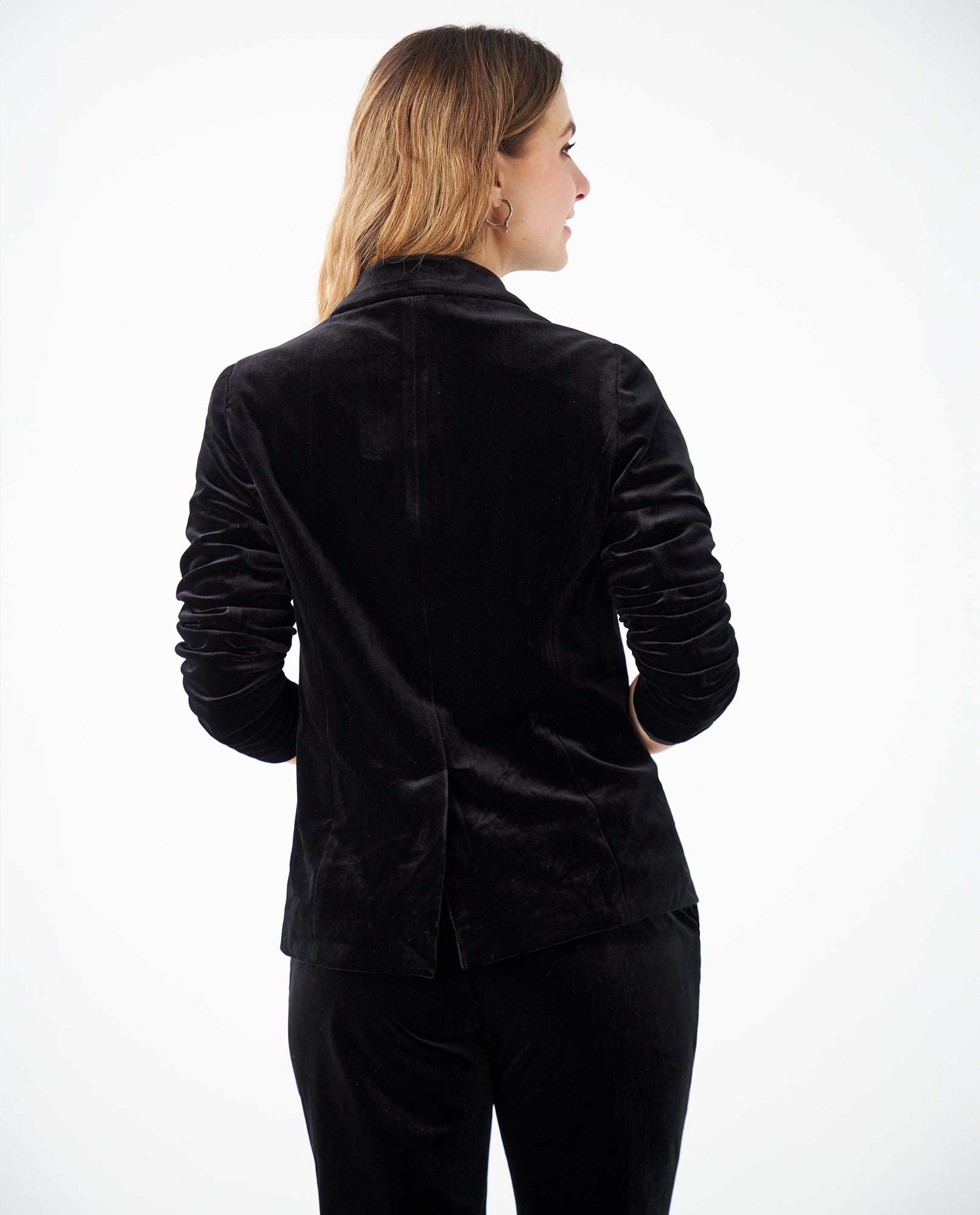 Blazer en tela tipo velvet para mujer - Negro 34_429F200_NEG193909_4