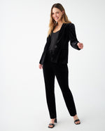 Blazer en tela tipo velvet para mujer - Negro