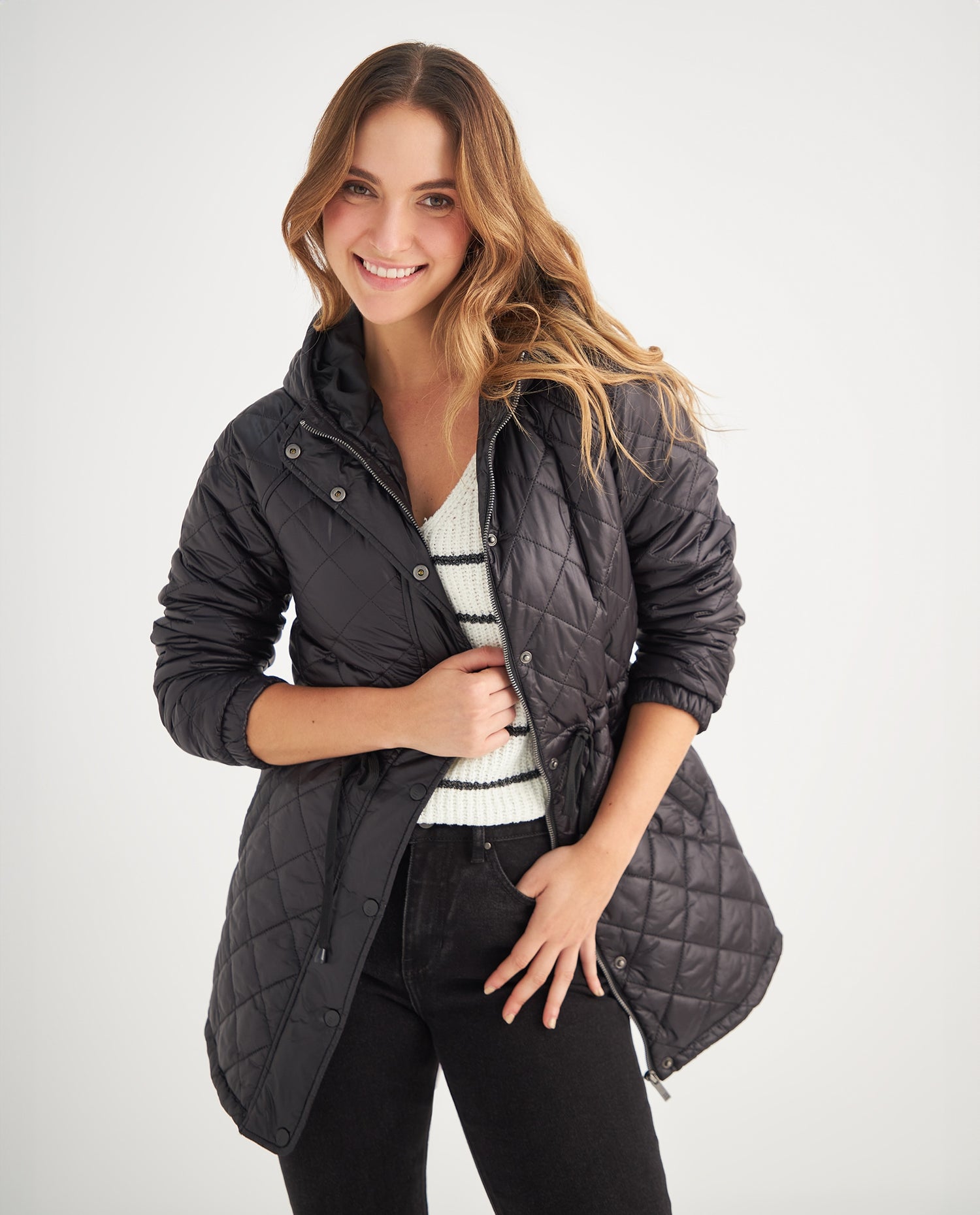 Chaqueta con capucha para mujer - Negro