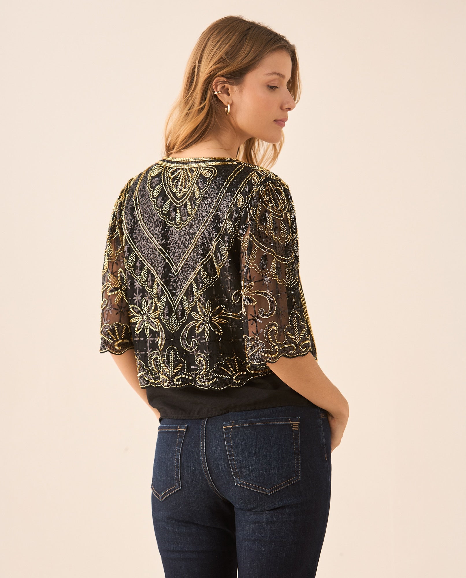 Tocado tipo camisa con transparencia para mujer - Negro 34_429F207_NEG193909_4