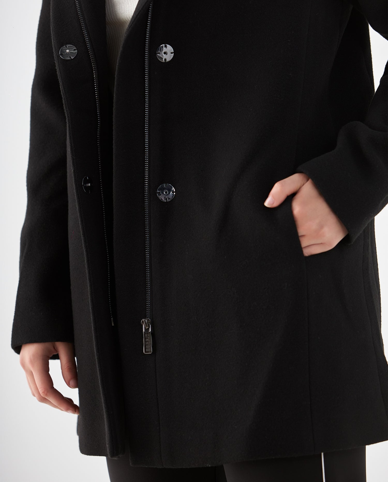 Chaqueta tipo abrigo con capucha para mujer - Negro