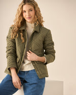 Chaqueta acolchada con broches para mujer - Verde