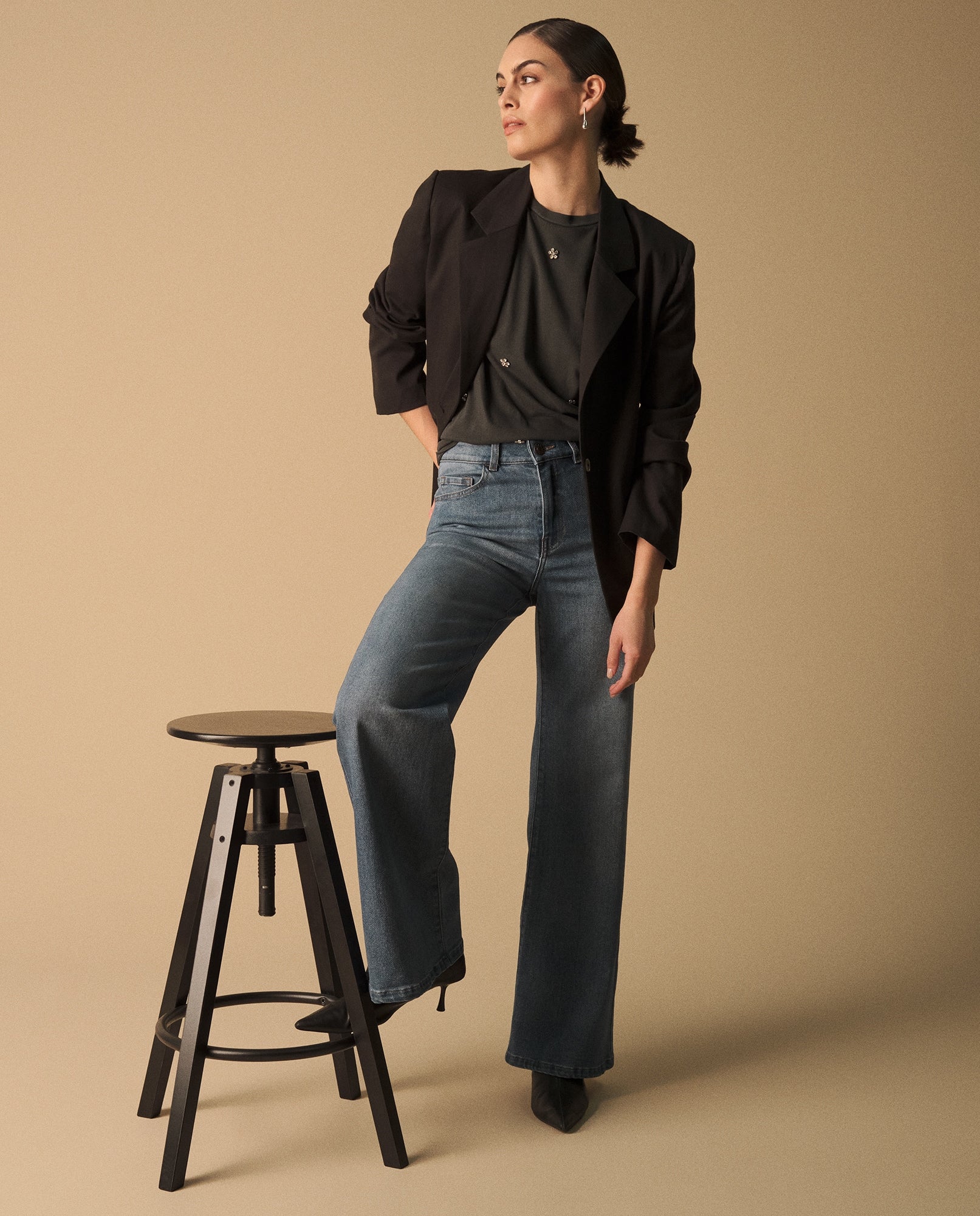 Blazer Negro Oversized con Solapas Amplias - Negro 34_429G205_NEG190303_0