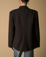 Blazer Negro Oversized con Solapas Amplias - Negro