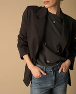 Blazer Negro Oversized con Solapas Amplias - Negro