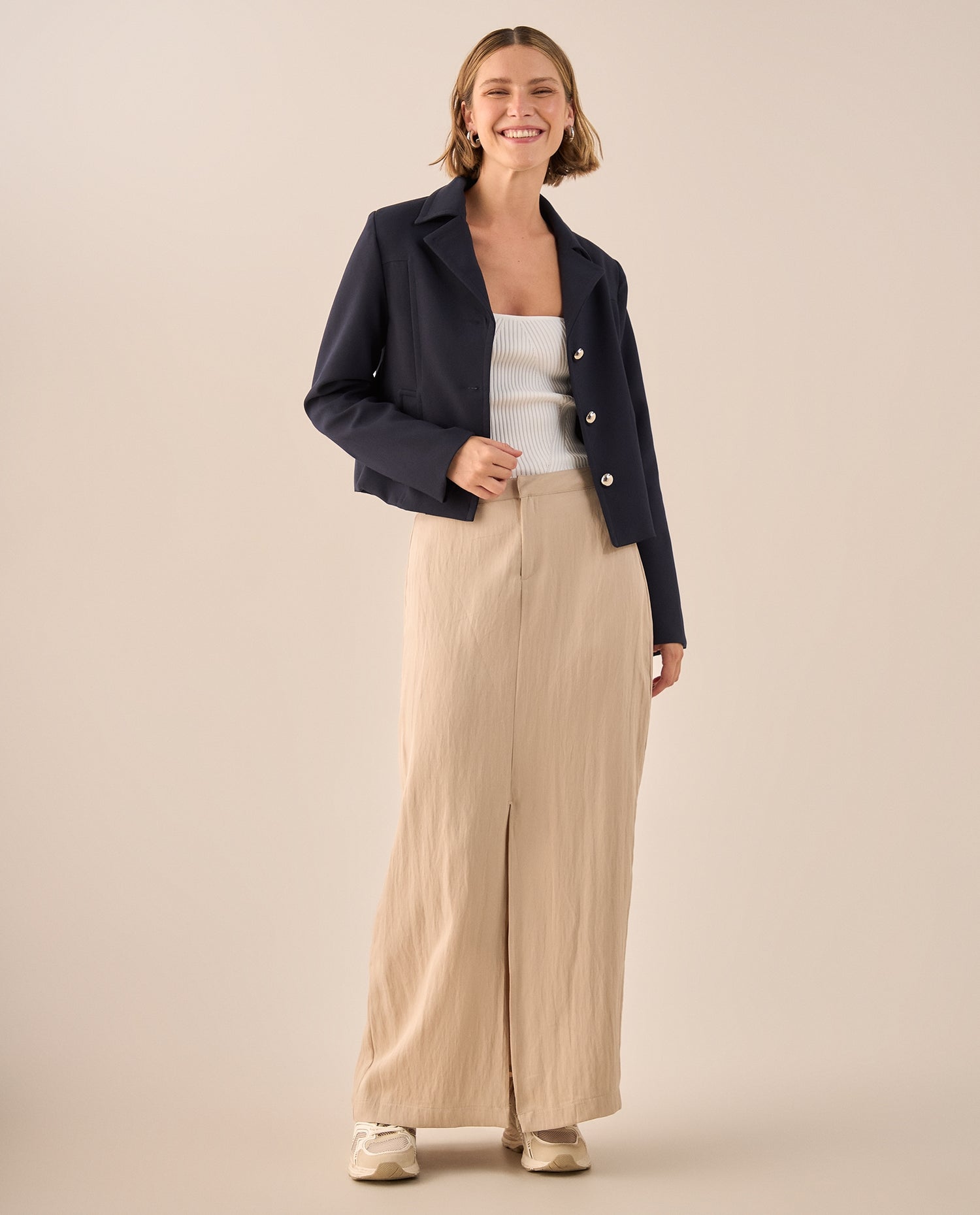 Blazer Blanco con Botones Dorados - Azul