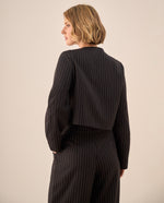 Blazer Negro con Rayas y Botones Dorados - Negro