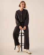 Blazer Negro con Rayas y Botones Dorados - Negro