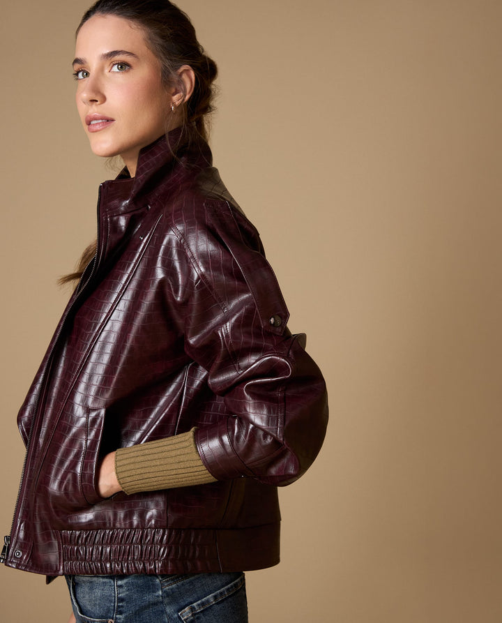 Chaqueta estilo biker efecto cuero - Rojo 34_429H200_ROJ191617_0