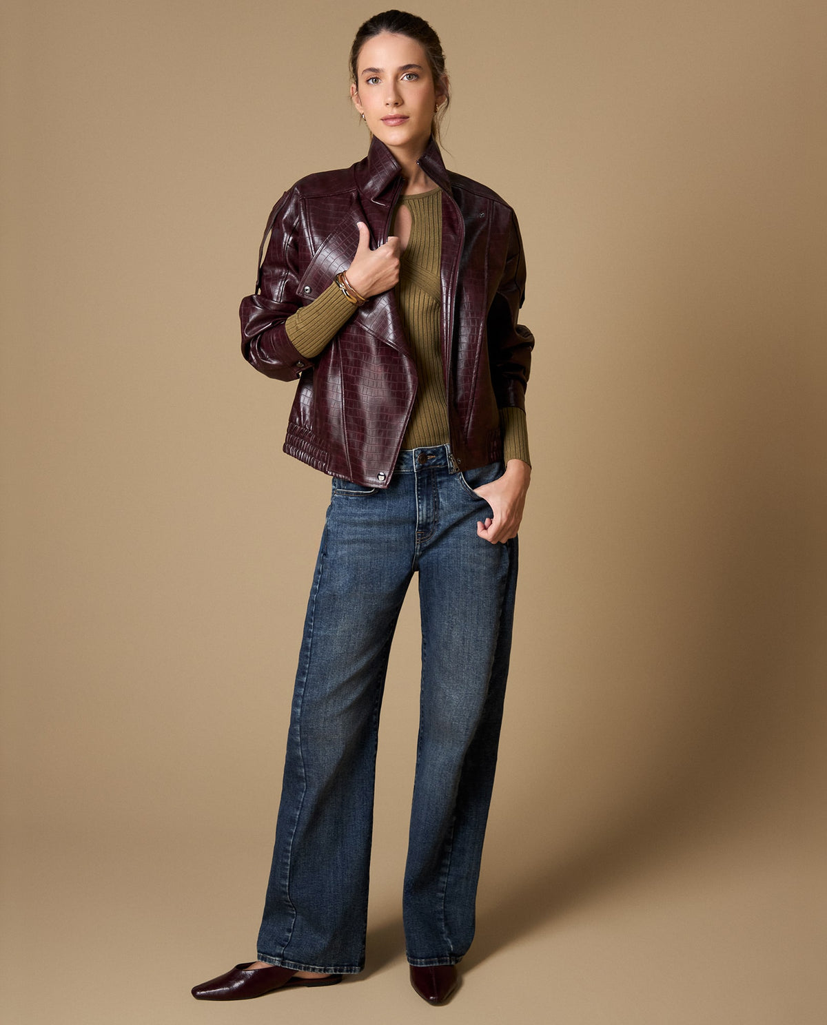 Chaqueta estilo biker efecto cuero - Rojo 34_429H200_ROJ191617_3