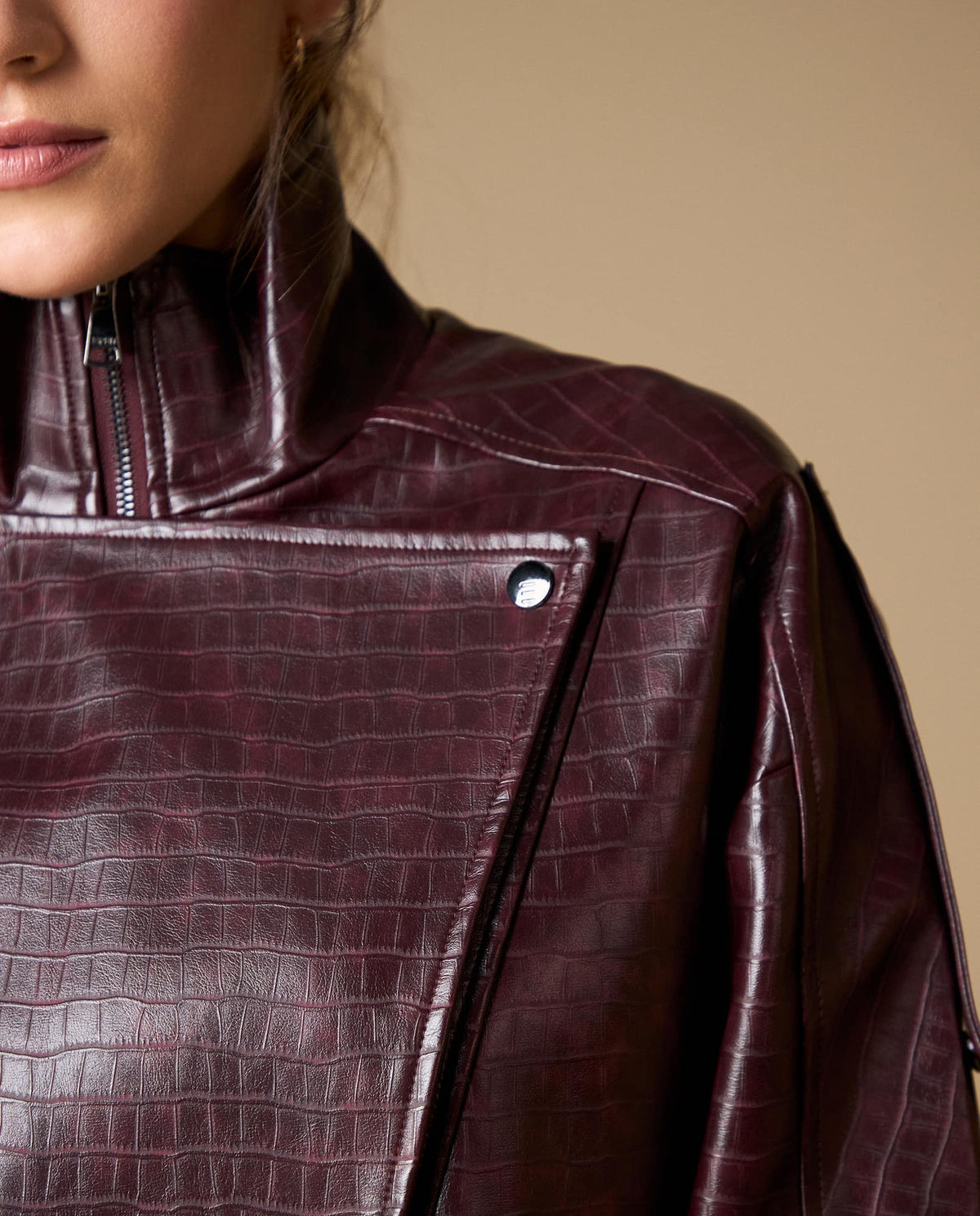 Chaqueta estilo biker efecto cuero - Rojo 34_429H200_ROJ191617_4