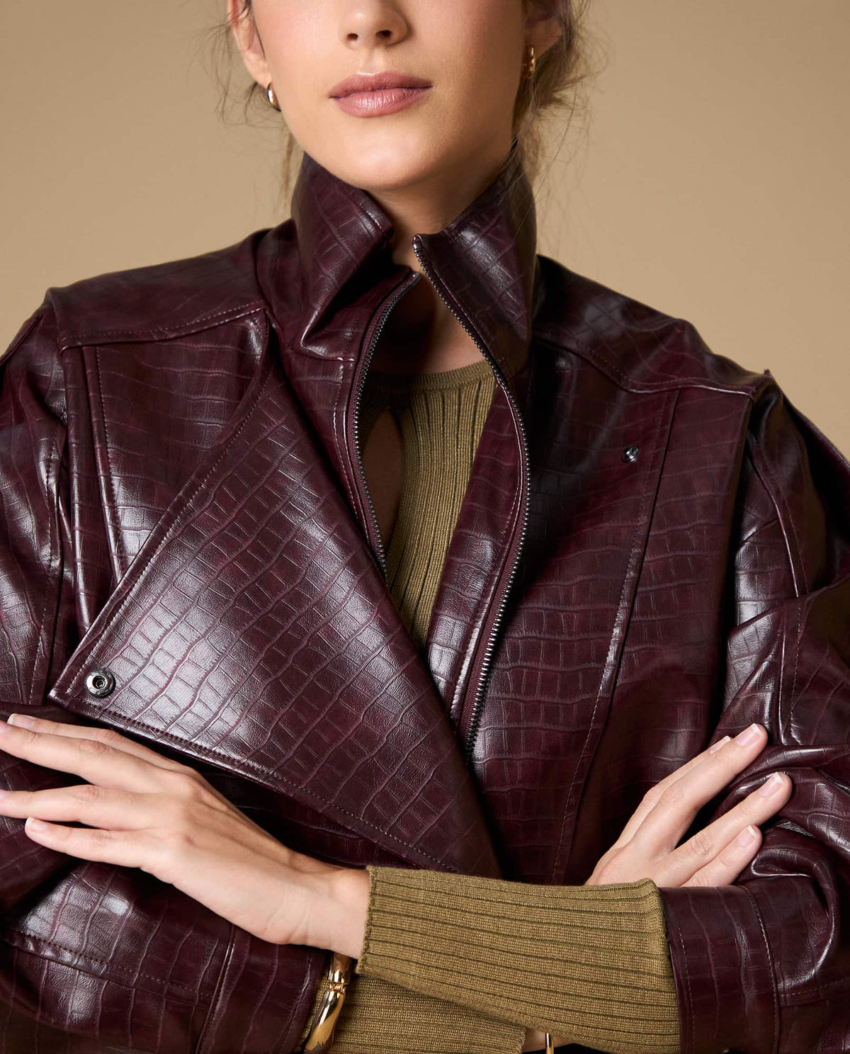Chaqueta estilo biker efecto cuero - Rojo 34_429H200_ROJ191617_6