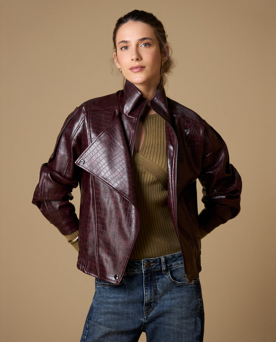 Chaqueta efecto piel oversize - Rojo 34_429H200_ROJ191617_8