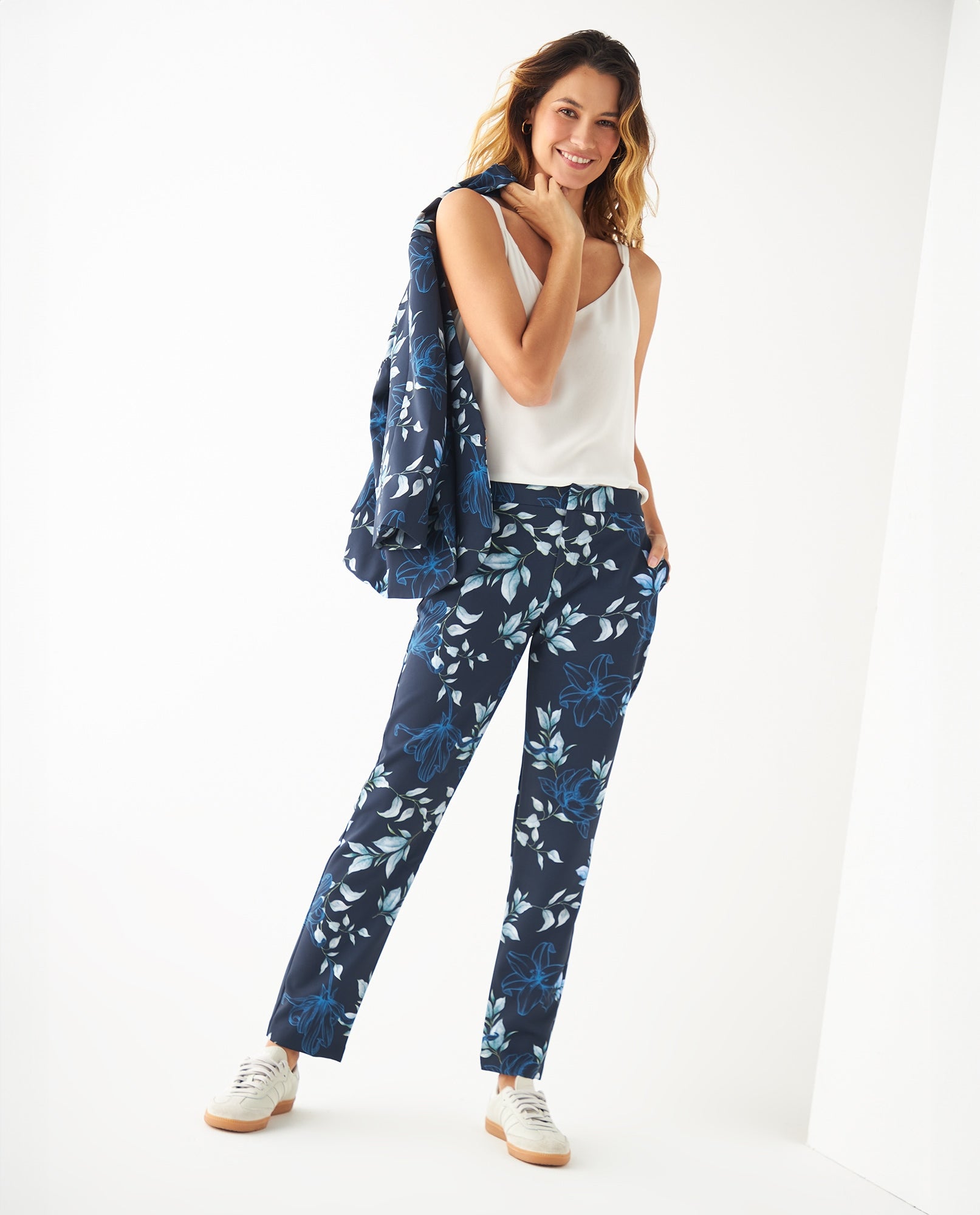Pantalón con estampado floral para mujer - Azul 34_431F005_AZU194024_6
