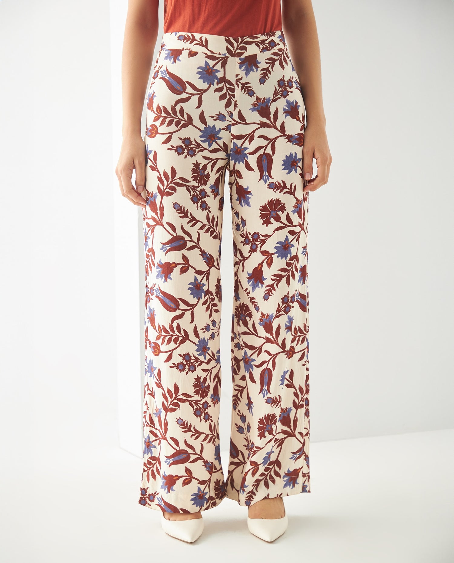 Pantalón clásico estampado para mujer - Café