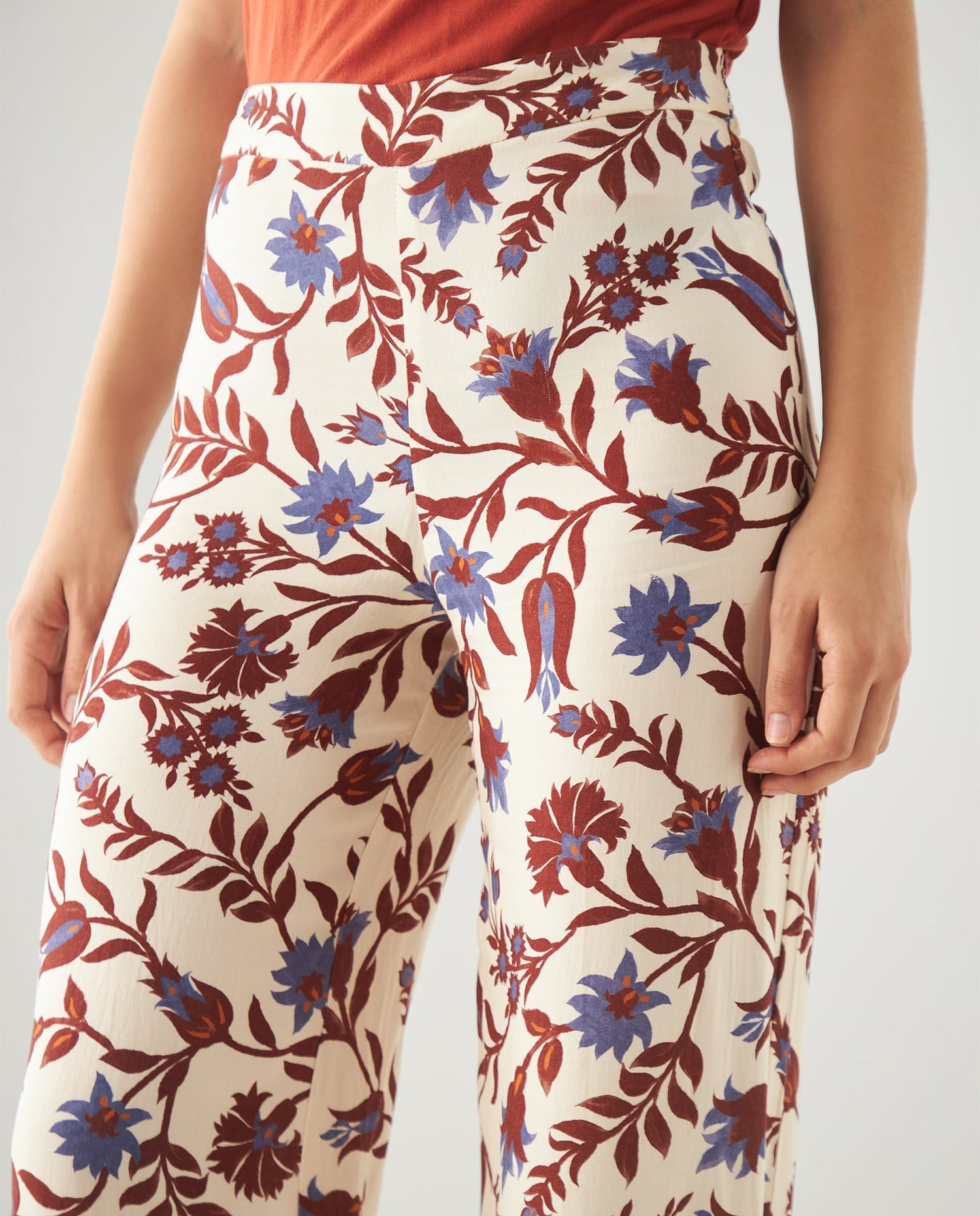 Pantalón clásico estampado para mujer - Café