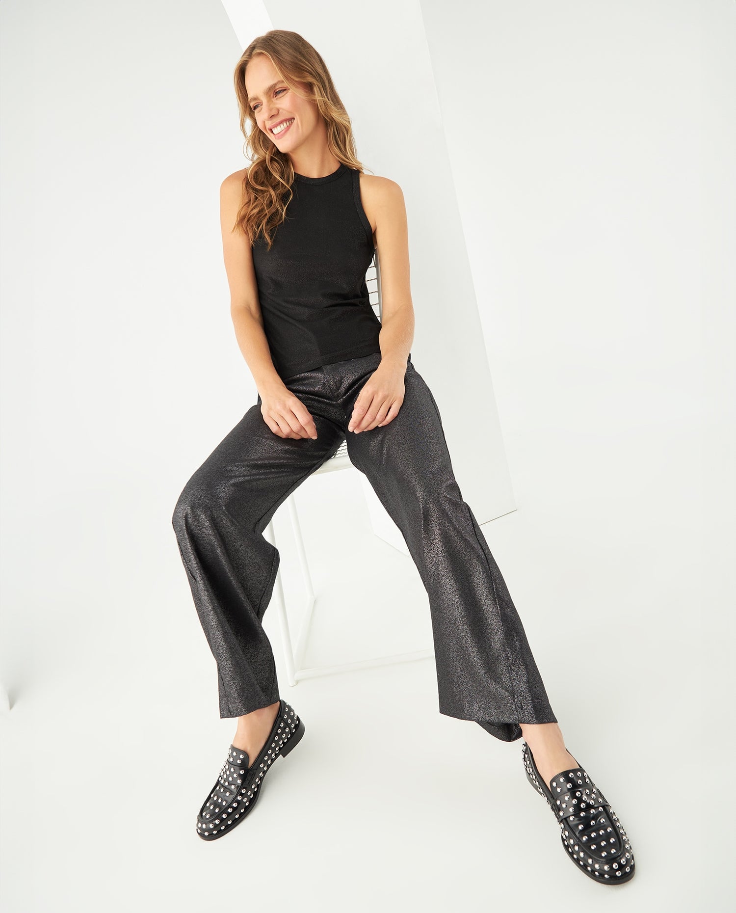 Pantalón con efecto brillo para mujer - Gris