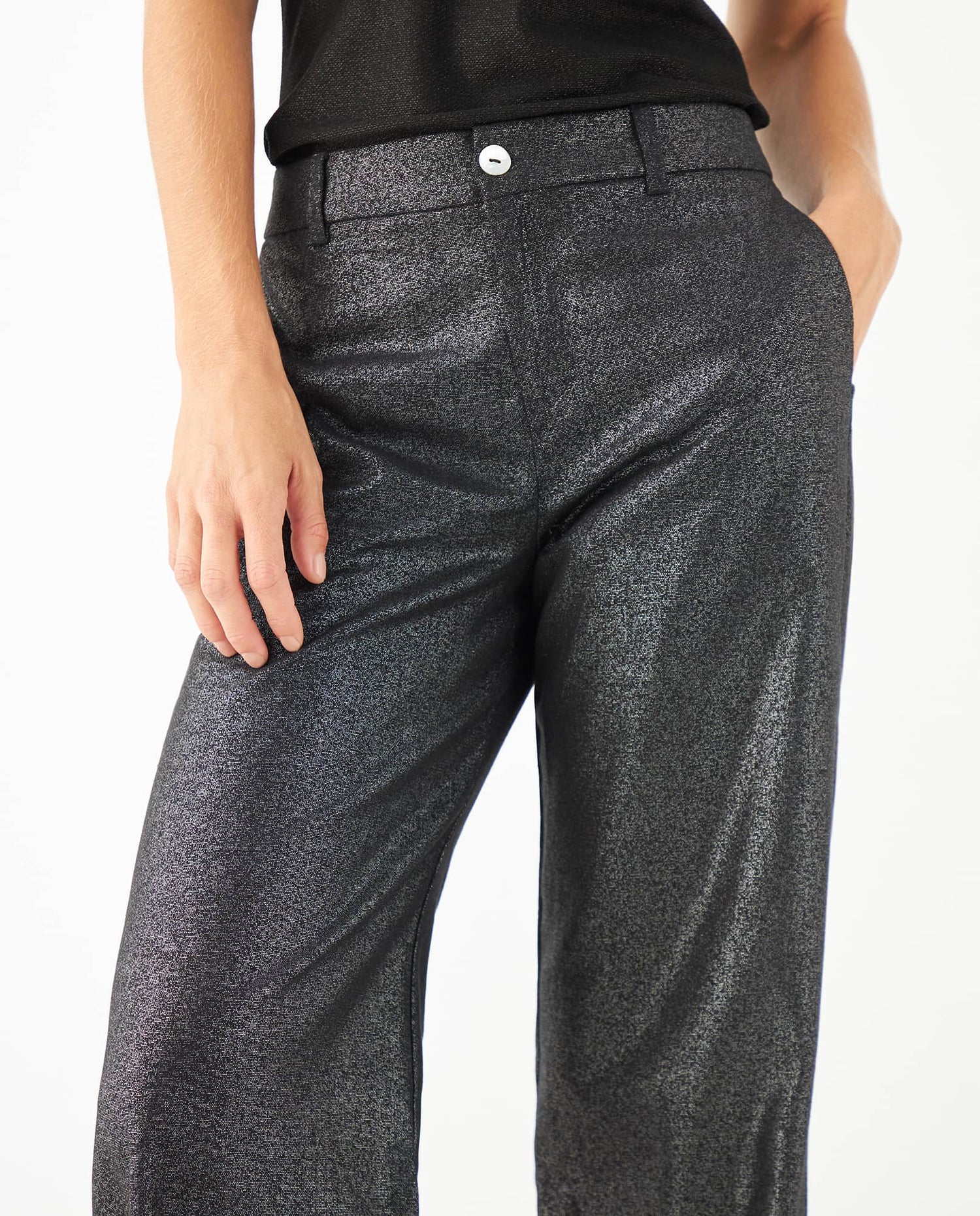 Pantalón con efecto brillo para mujer - Gris