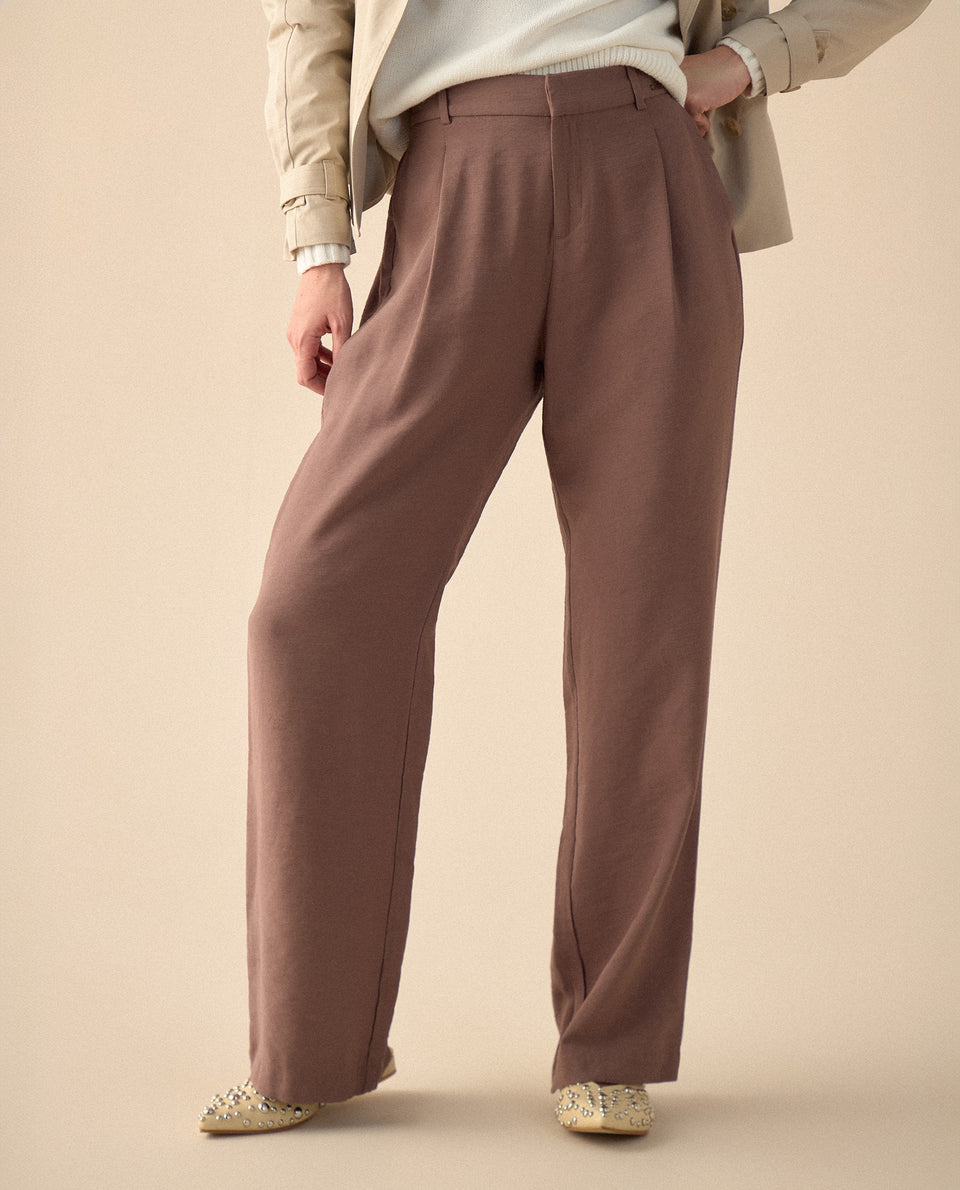 Pantalón de bota recta con pinzas para mujer - Café 34_431G007_CAF181312_3