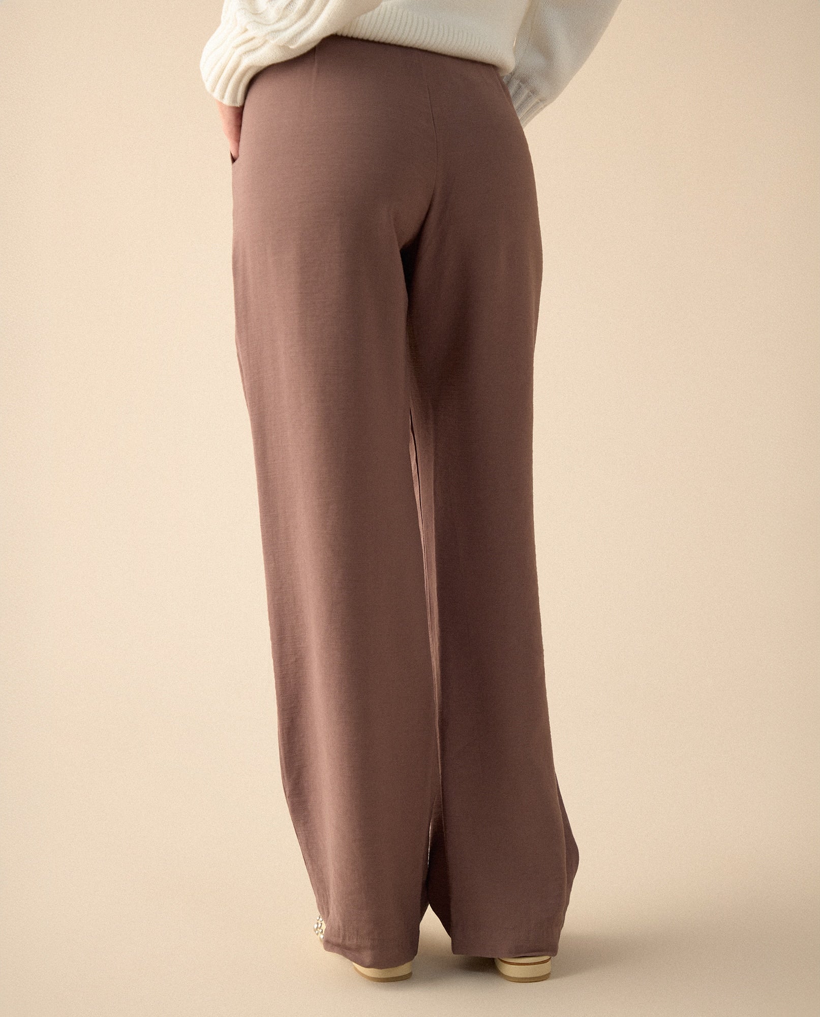 Pantalón de bota recta con pinzas para mujer - Café 34_431G007_CAF181312_4