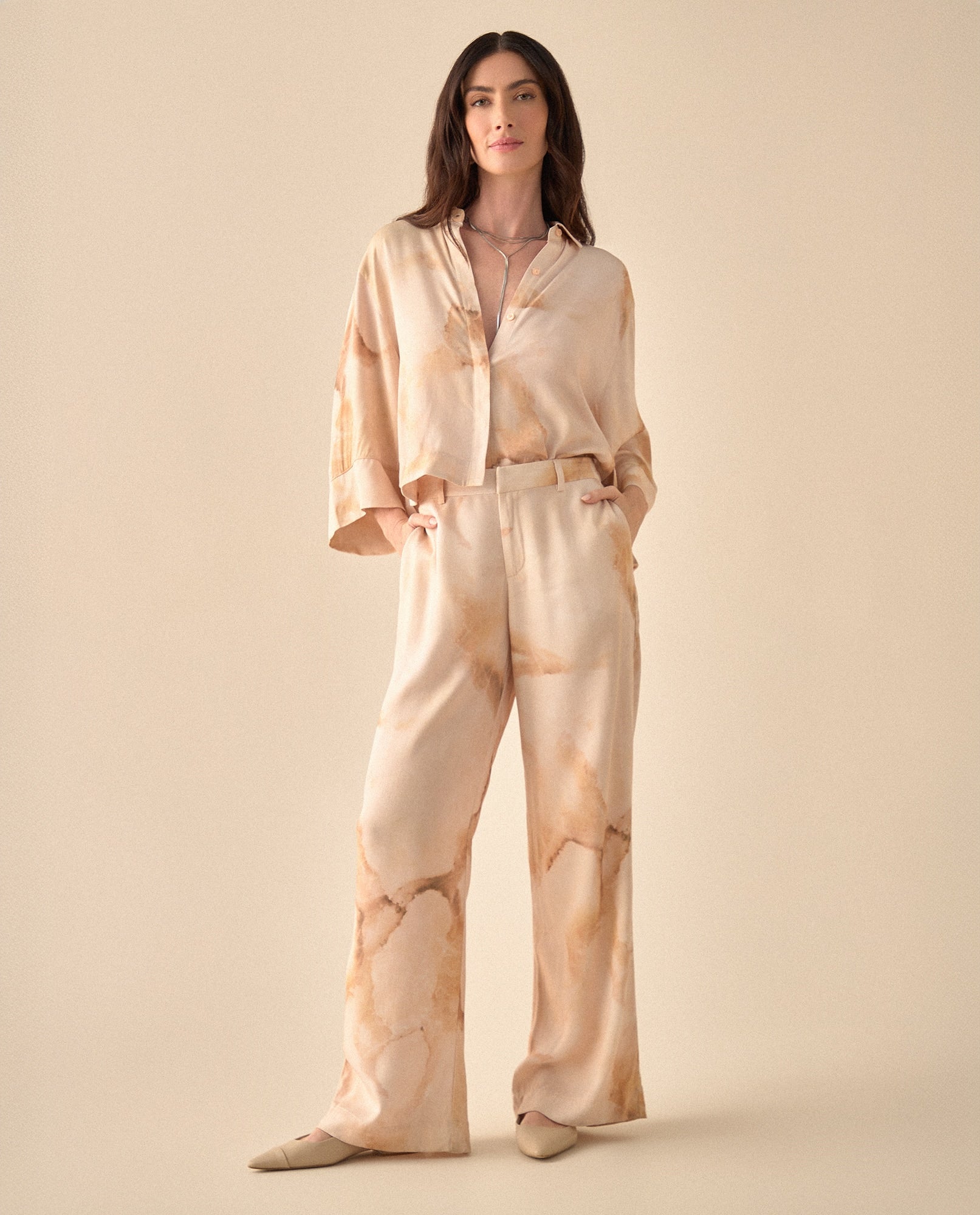 Pantalón Wide Leg estampado para mujer - Café 34_431G008_CAF171328_0