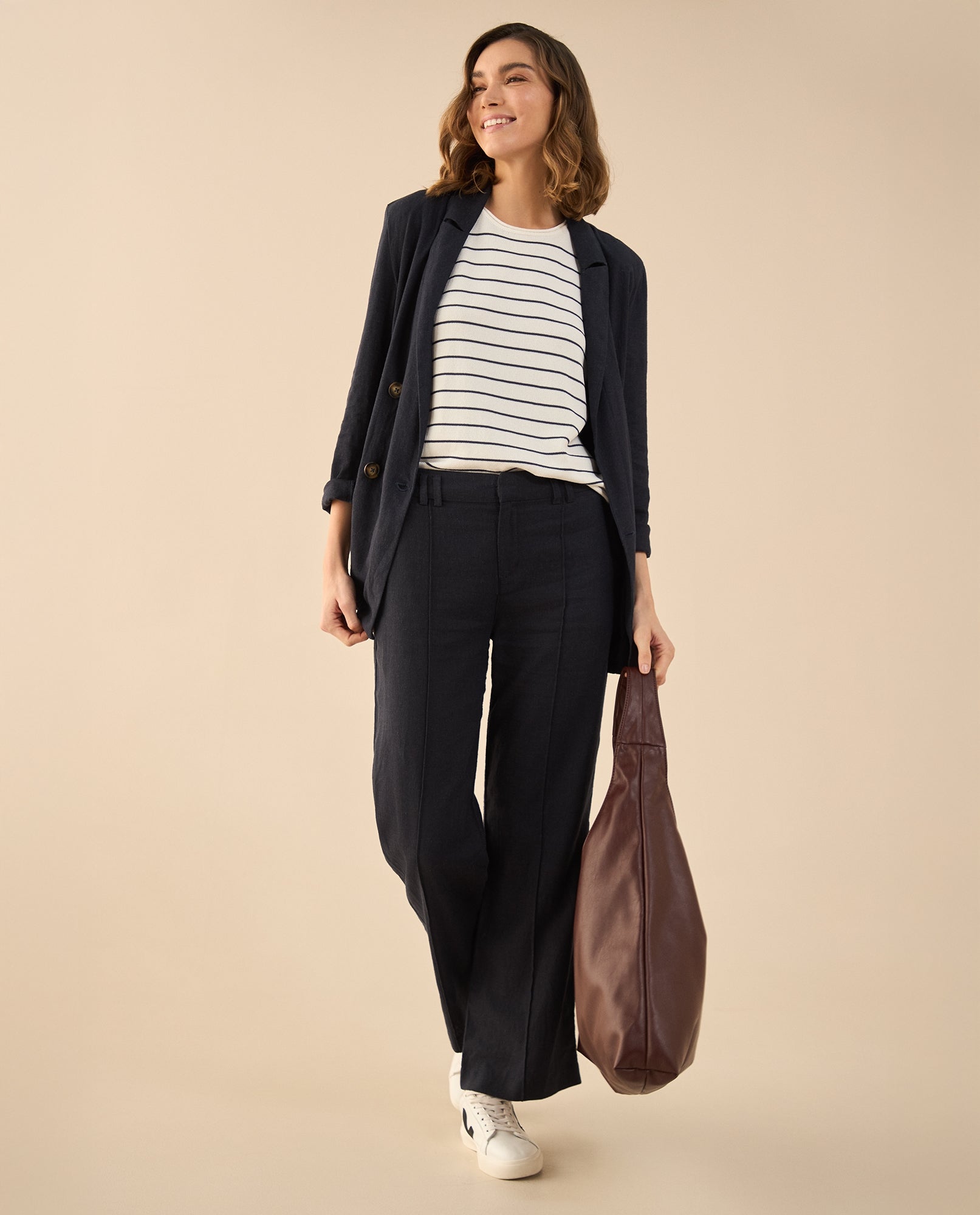 Pantalón con cortes en frente para mujer - Azul 34_431G009_AZU194019_0