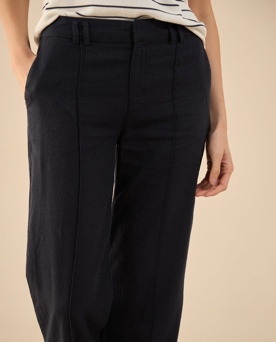 Pantalón con cortes en frente para mujer - Azul 34_431G009_AZU194019_3