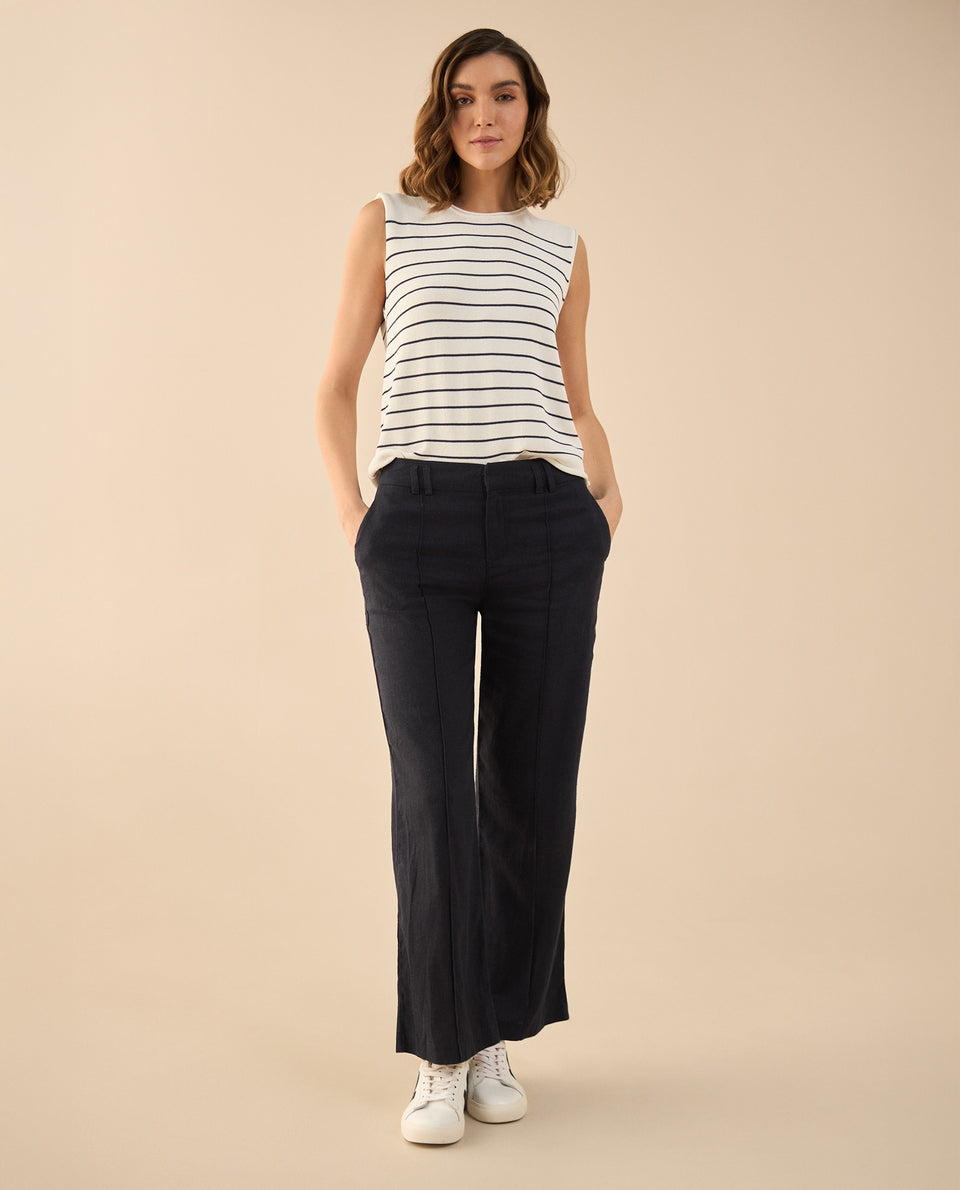 Pantalón con cortes en frente para mujer - Azul 34_431G009_AZU194019_7