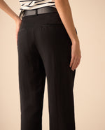 Pantalón elegante con cortes para mujer - Negro