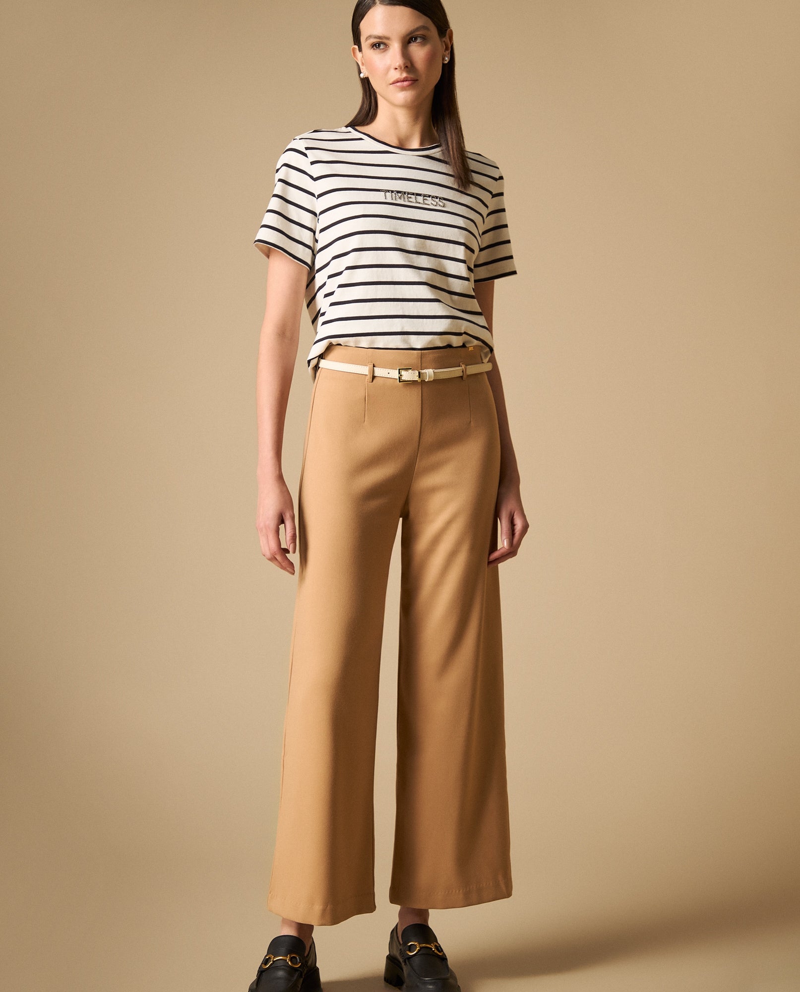 Pantalón largo con pinzas frontales silueta recta - Café 34_431H000_CAF171320_0
