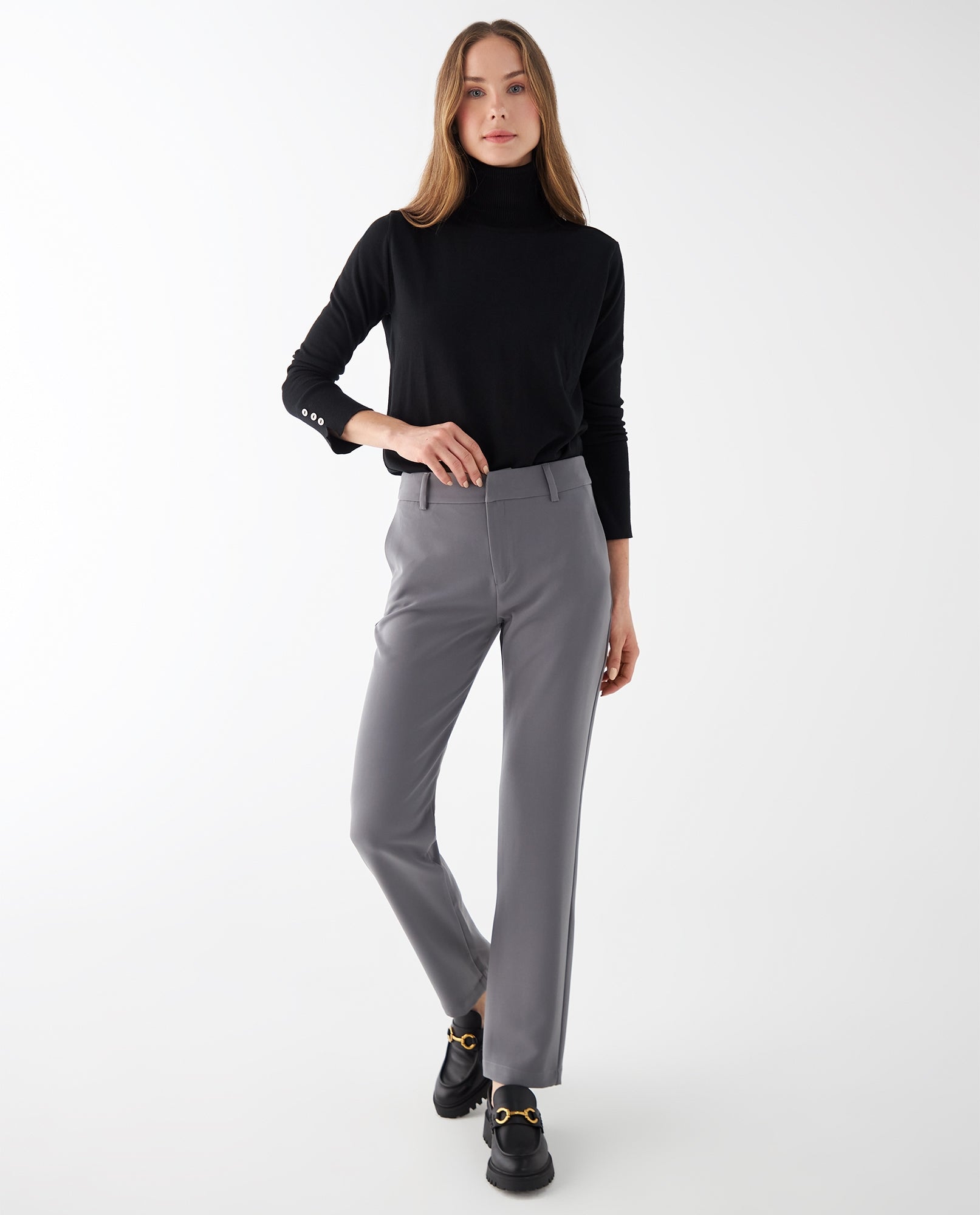 Pantalón de bota recta para mujer - Gris 34_432F001_GRI180403_0