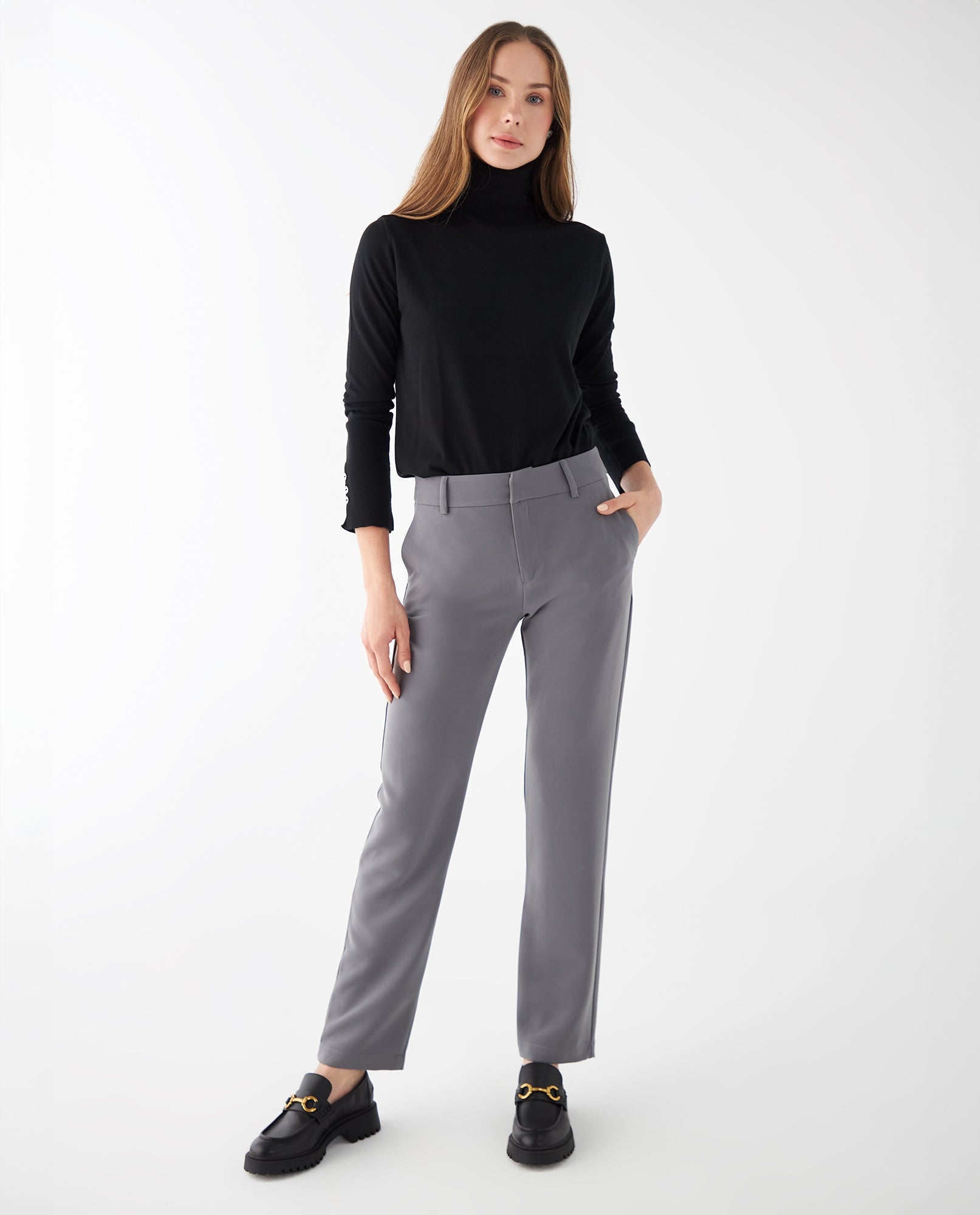 Pantalón de bota recta para mujer - Gris 34_432F001_GRI180403_6