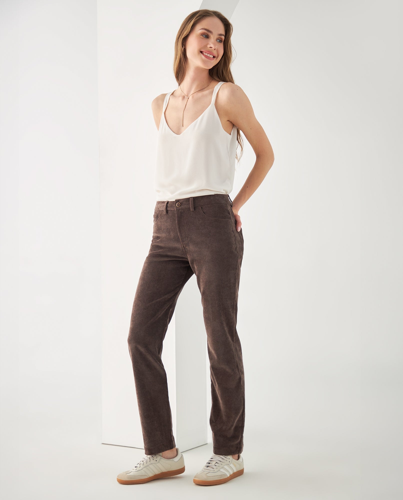 Pantalón en corduroy para mujer - Café 34_432F003_CAF181222_0