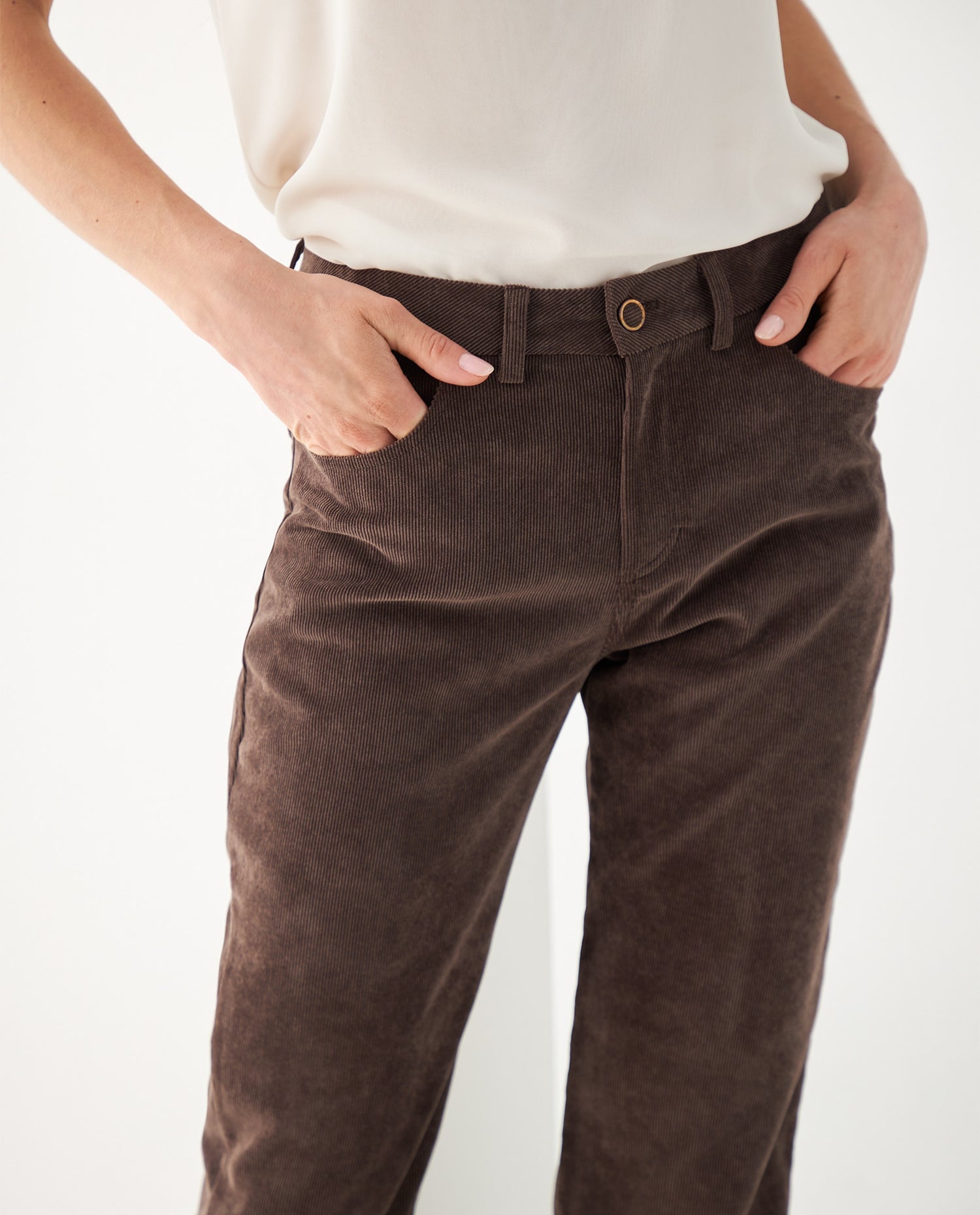 Pantalón en corduroy para mujer - Café