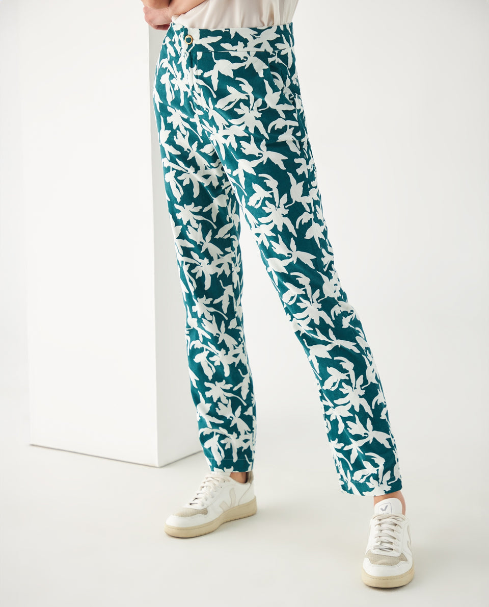 Pantalón para mujer estampado - Verde 34_432F006_VER185322_3