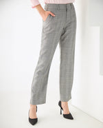 Pantalón con diseño a cuadros para mujer - Negro
