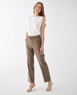Pantalón elegante con cinturón para mujer - Verde