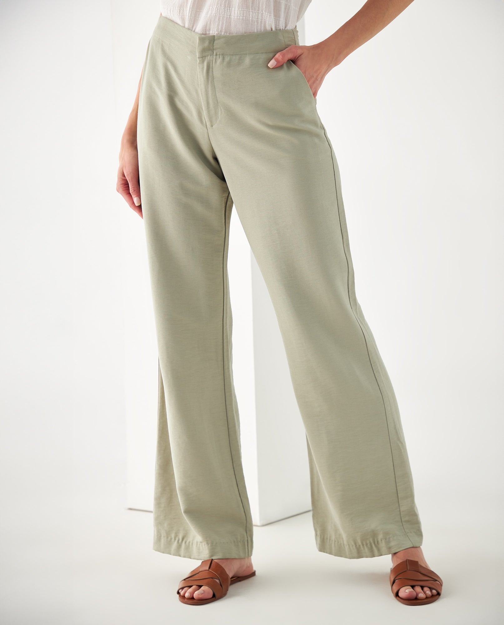 Pantalón elegante para mujer - Verde 34_432F015_VER180426_3